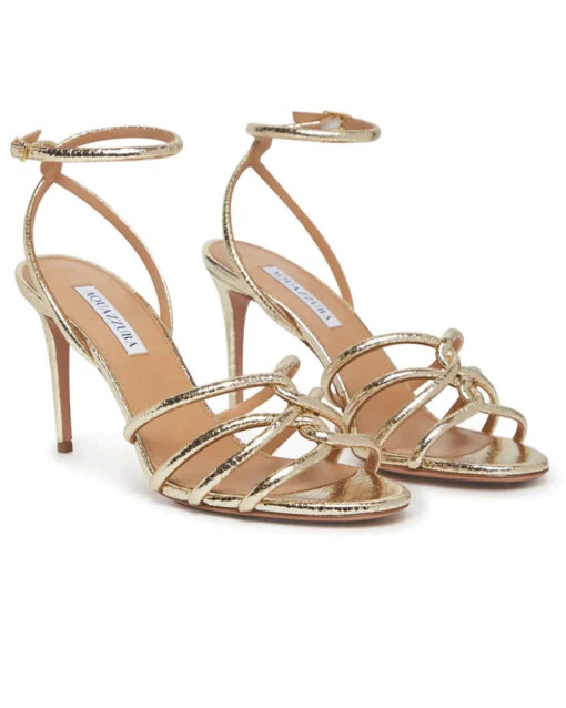 Aquazzura Moon Sandal 85 In Platino -Elegance Avenue 11370650 1