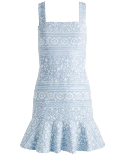 Elegance Avenue -Elegance Avenue Alice And Olivia Chambray And White Kaidra Embroidered Mini Dress 11385847 440