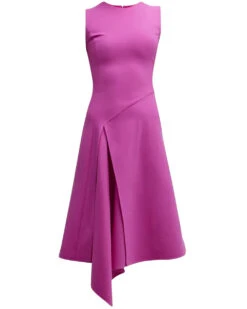 Elegance Avenue -Elegance Avenue Oscar De La Renta Orchid Sleeveless Drape Wool Dress 11390262 2690