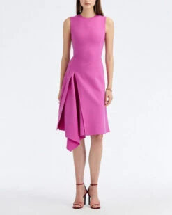 Elegance Avenue -Elegance Avenue Oscar De La Renta Orchid Sleeveless Drape Wool Dress 11390262 2690 Alt