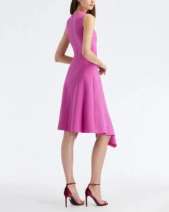 Oscar De La Renta Orchid Sleeveless Drape Wool Dress -Elegance Avenue Oscar De La Renta Orchid Sleeveless Drape Wool Dress 11390262 2690 Alt2