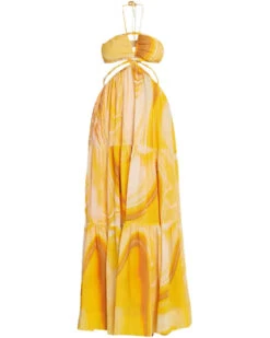 Elegance Avenue -Elegance Avenue SIMKHAI Zinnia Shailene Marble Printed Laurel Maxi Dress 11400692 645