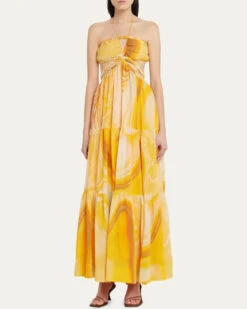 Elegance Avenue -Elegance Avenue SIMKHAI Zinnia Shailene Marble Printed Laurel Maxi Dress 11400692 645 Alt