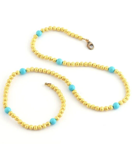 Textured Turquoise Bead Necklace -Elegance Avenue Sc textured turq bead neck 11399547