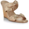 Aquazzura Twist Metallic Leather Wedge Mules In Light Copper -Elegance Avenue Twist Metallic Leather Wedge Mules in Light Copper 1