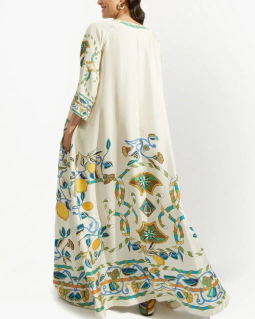 Silk Twill Lemon Print Muumuu Dress -Elegance Avenue lemon dress