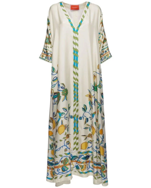 Silk Twill Lemon Print Muumuu Dress -Elegance Avenue lemondress